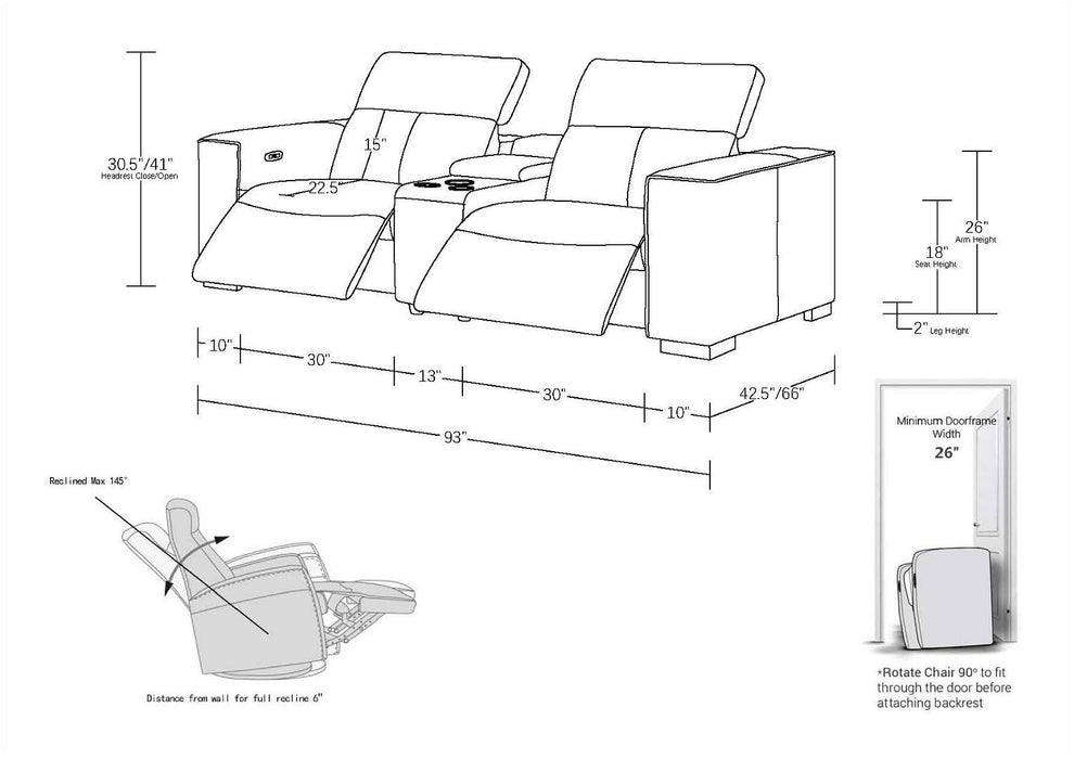 1208 - Dual Power Reclining Console Loveseat