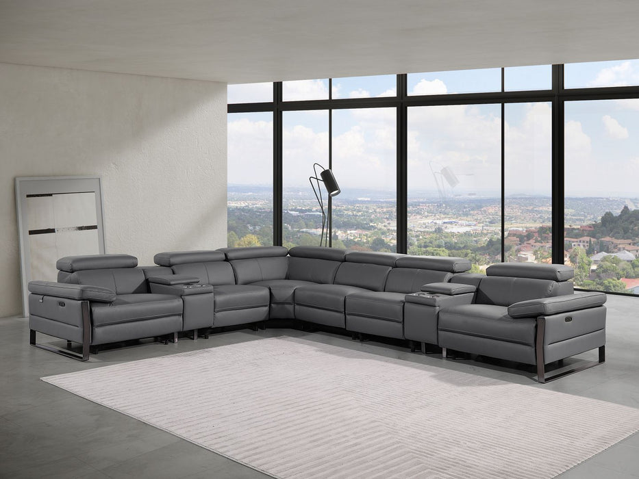 1246 - 8-Piece L-Shaped Modular Power Reclining Sectional With 4 Power Recliners And Power Headrests