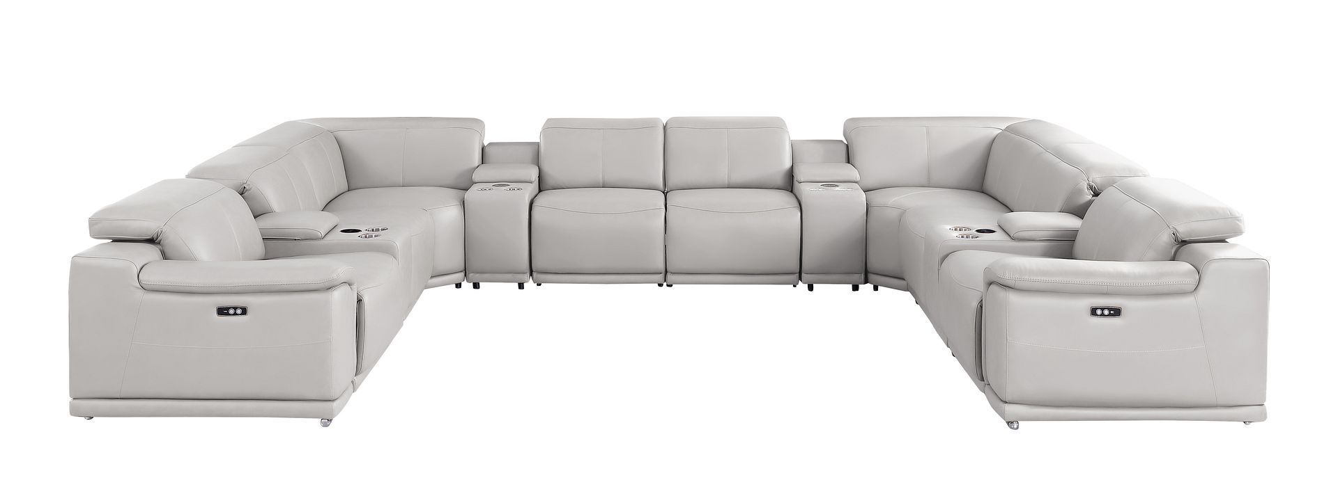 2679 - 12-Piece U-Shaped Power Reclining Sectional In Genuine Leather (4 Recliners)