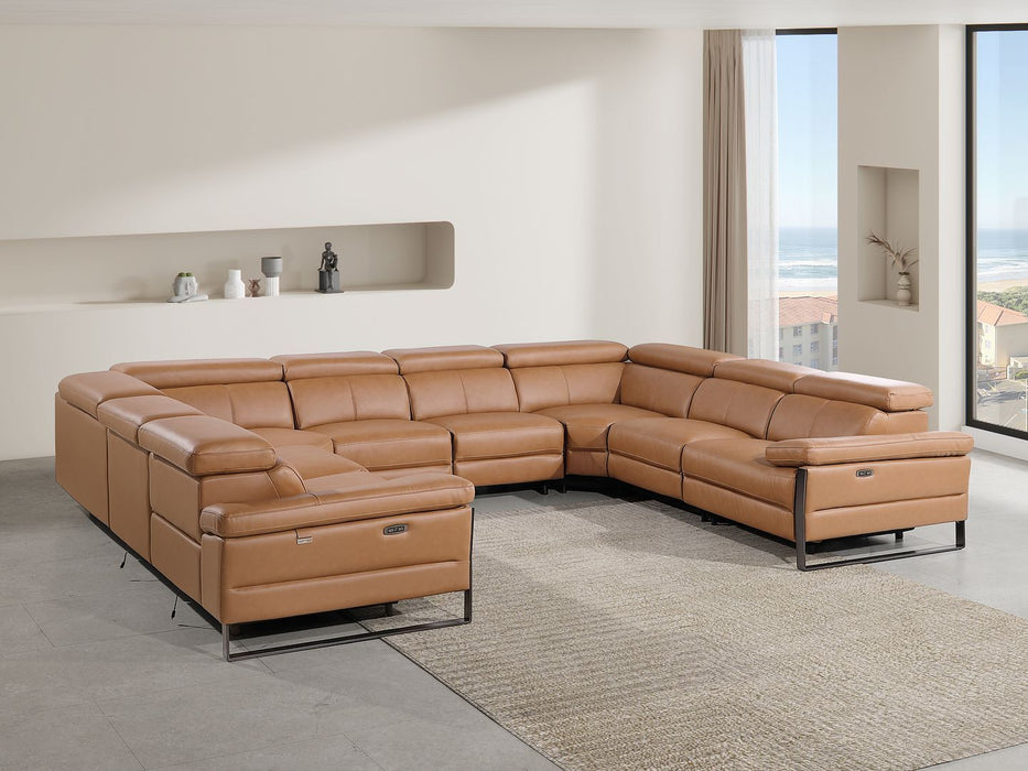 1246 - 8-Piece U-Shaped Modular Power Reclining Sectional With 4 Power Recliners And Power Headrests
