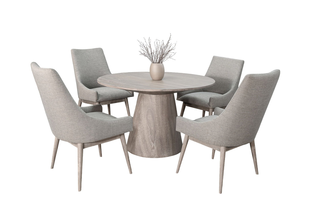 Wheat - Round 5 Piece Upholstered Chair Dining Set - Wheat