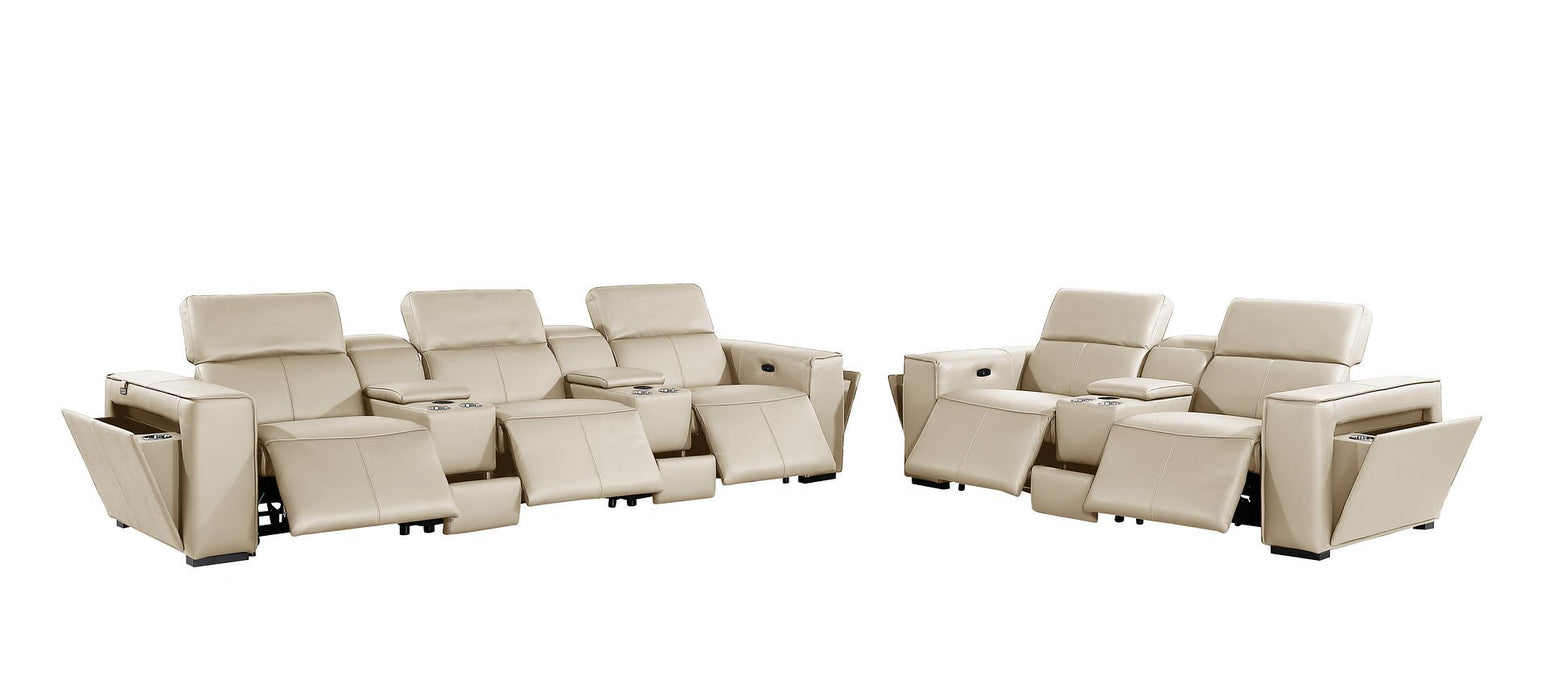 1224 - 8-Piece Modular Power Reclining Sofa & Loveseat Set In With 5 Power Recliners & Power Headrests