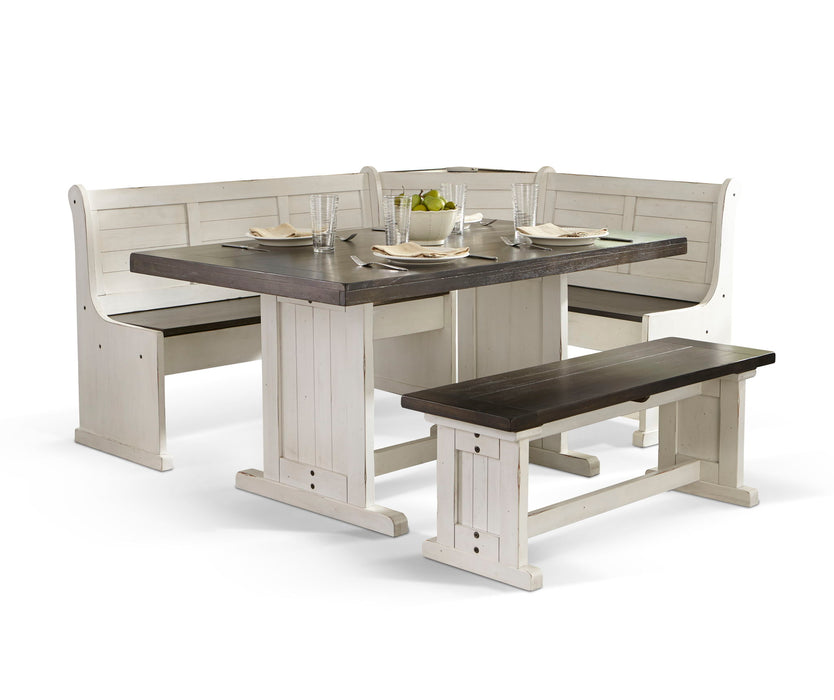 Carriage House - Wood Breakfast Nook Dining Set - Cottage White / Europen Dark