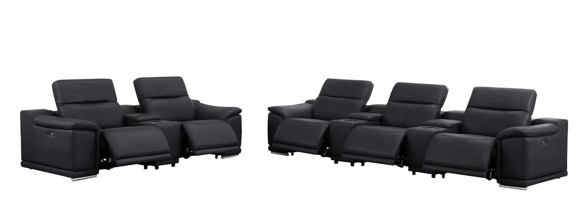 2679 - Power Reclining Sofa And Loveseat In Genuine Leather (5 Recliners With Power Headrests & 3 Consoles)