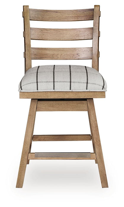 Ridgester - Upholstered Swivel Barstool (Set of 2) - Light Brown