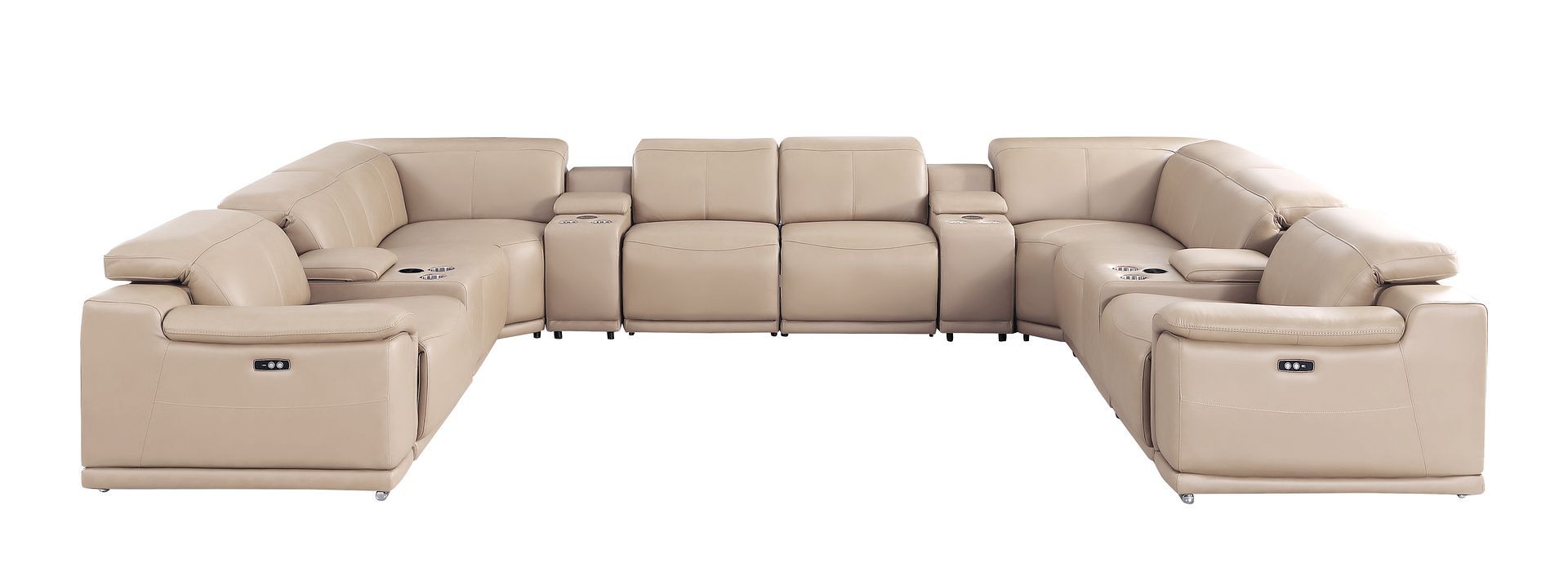 2679 - 12-Piece U-Shaped Power Reclining Sectional In Genuine Leather (4 Recliners)