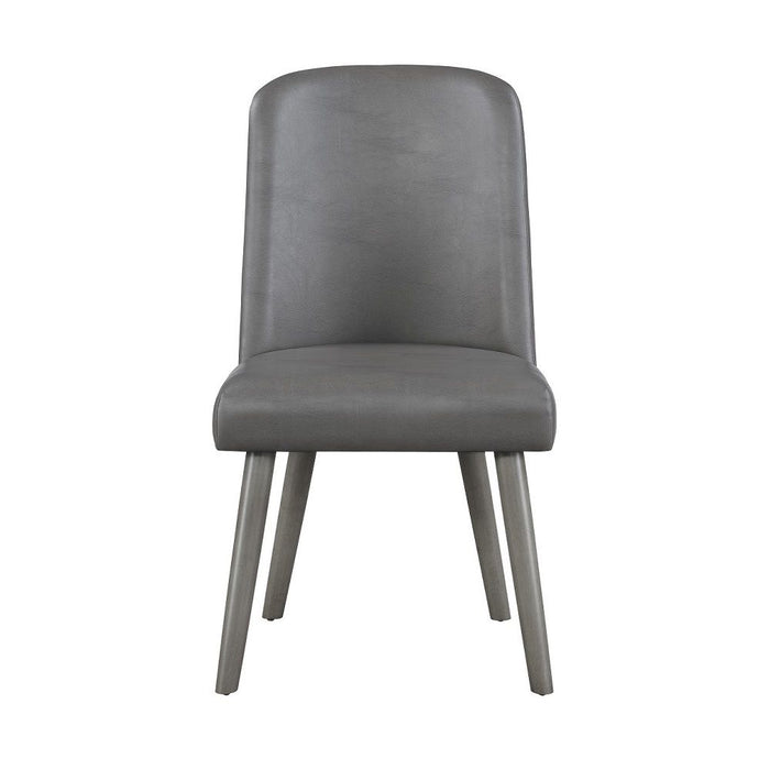 Waylon - Side Chair Set of 2) - Gray Synthetic Leather & Gray Oak