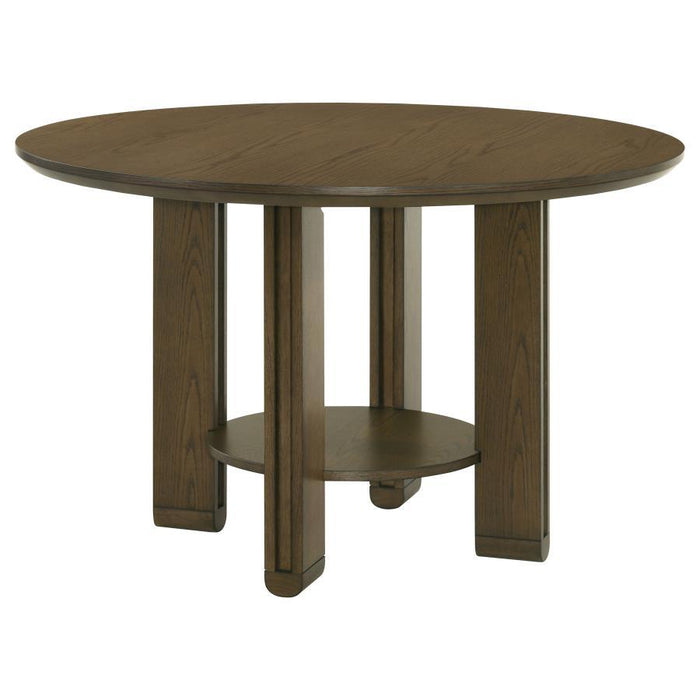Ottowa - Round Wood Dining Table With Shelf - Brown