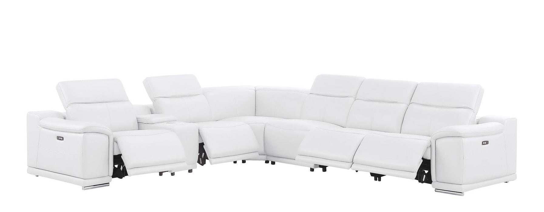 2679 - 7-Piece L-Shaped Power Reclining Sectional In Genuine Leather (4 Recliners)