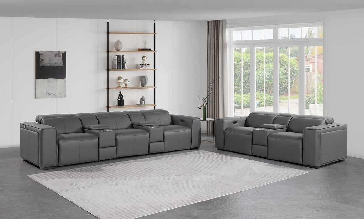 1224 - 8-Piece Modular Power Reclining Sofa & Loveseat Set In With 5 Power Recliners & Power Headrests