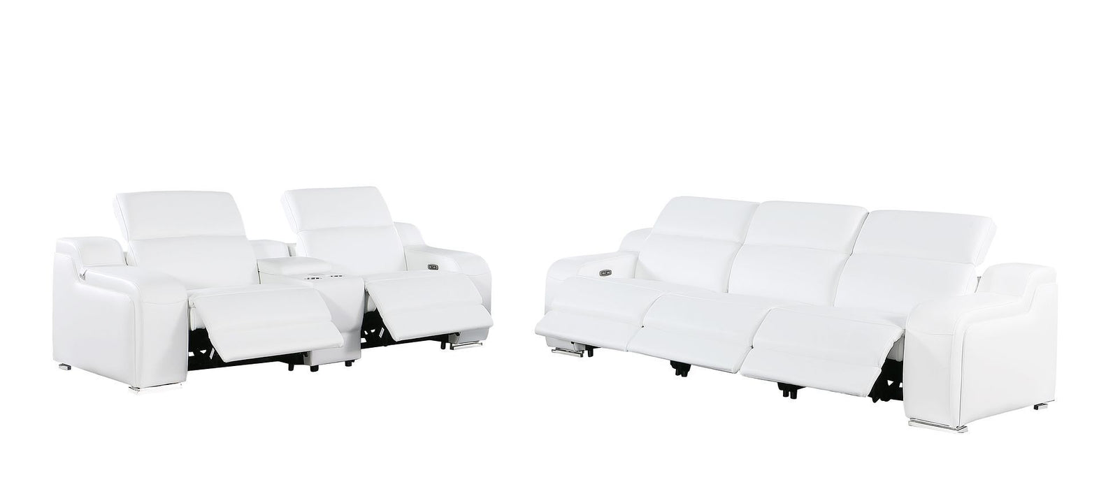 1116 - 6-Piece Modular Power Reclining Sofa And Console Loveseat Set In With 5 Power Recliners & Power Headrests
