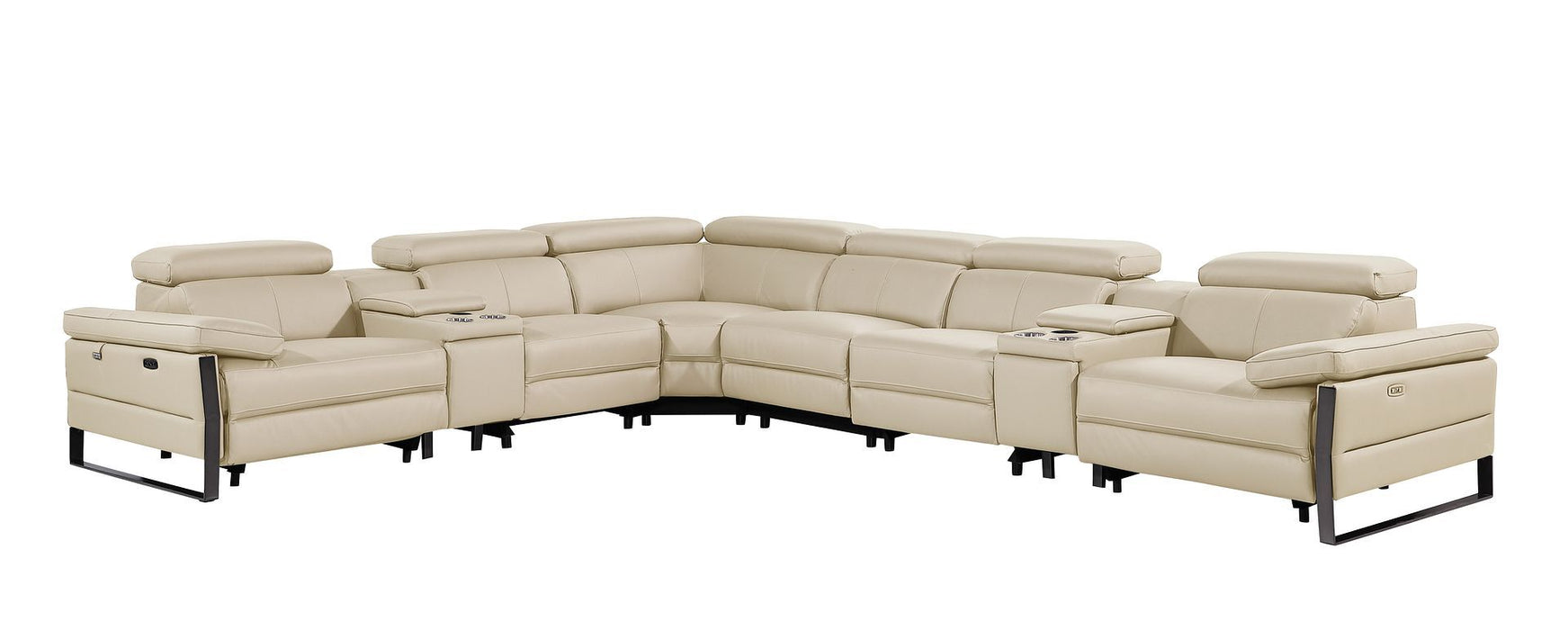 1246 - 8-Piece L-Shaped Modular Power Reclining Sectional With 4 Power Recliners And Power Headrests