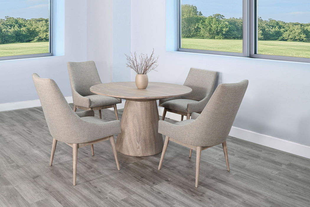 Wheat - Round 5 Piece Upholstered Chair Dining Set - Wheat