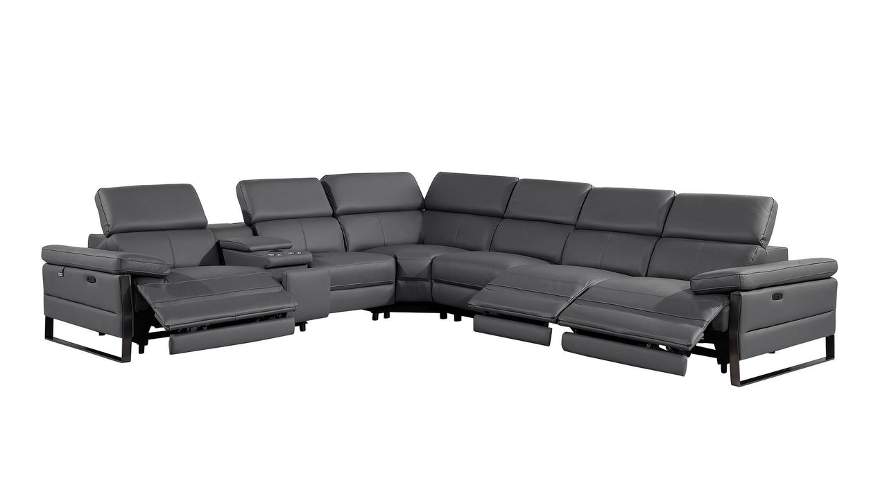 1246 - 7-Piece L-Shaped Modular Power Reclining Sectional With 3 Power Recliners And Power Headrests