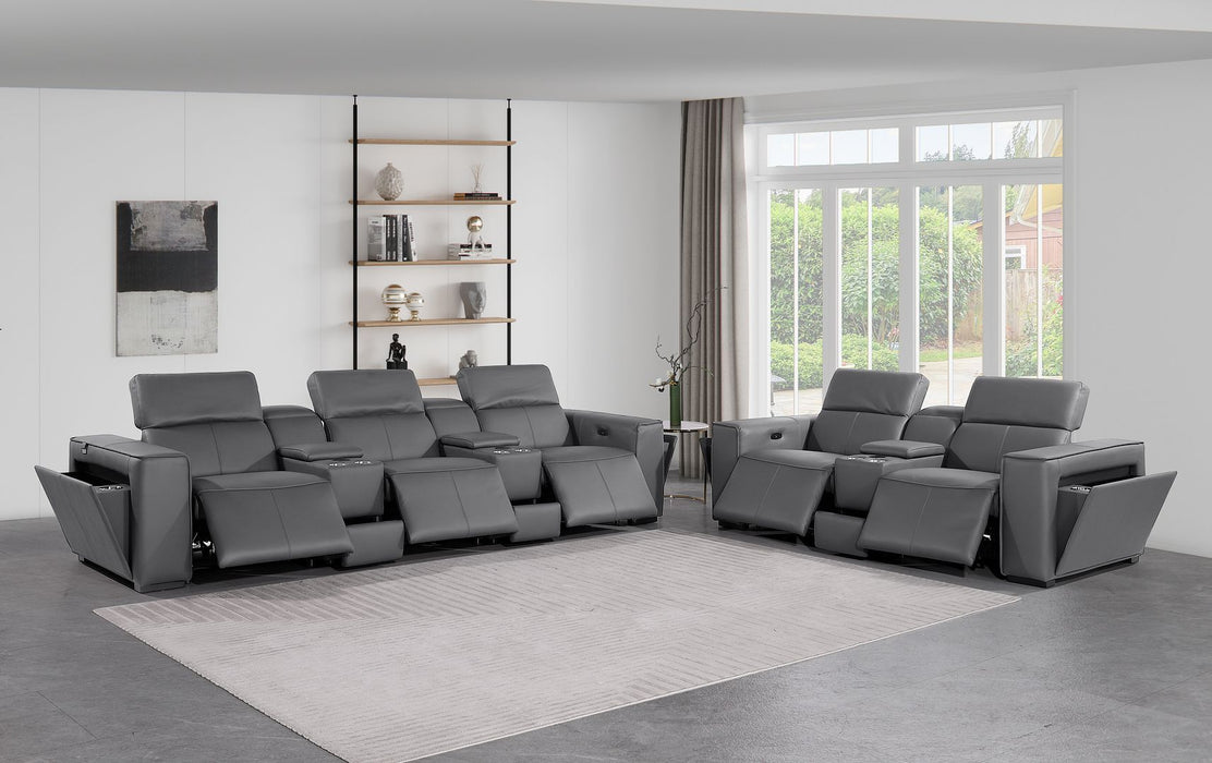1224 - 8-Piece Modular Power Reclining Sofa & Loveseat Set In With 5 Power Recliners & Power Headrests
