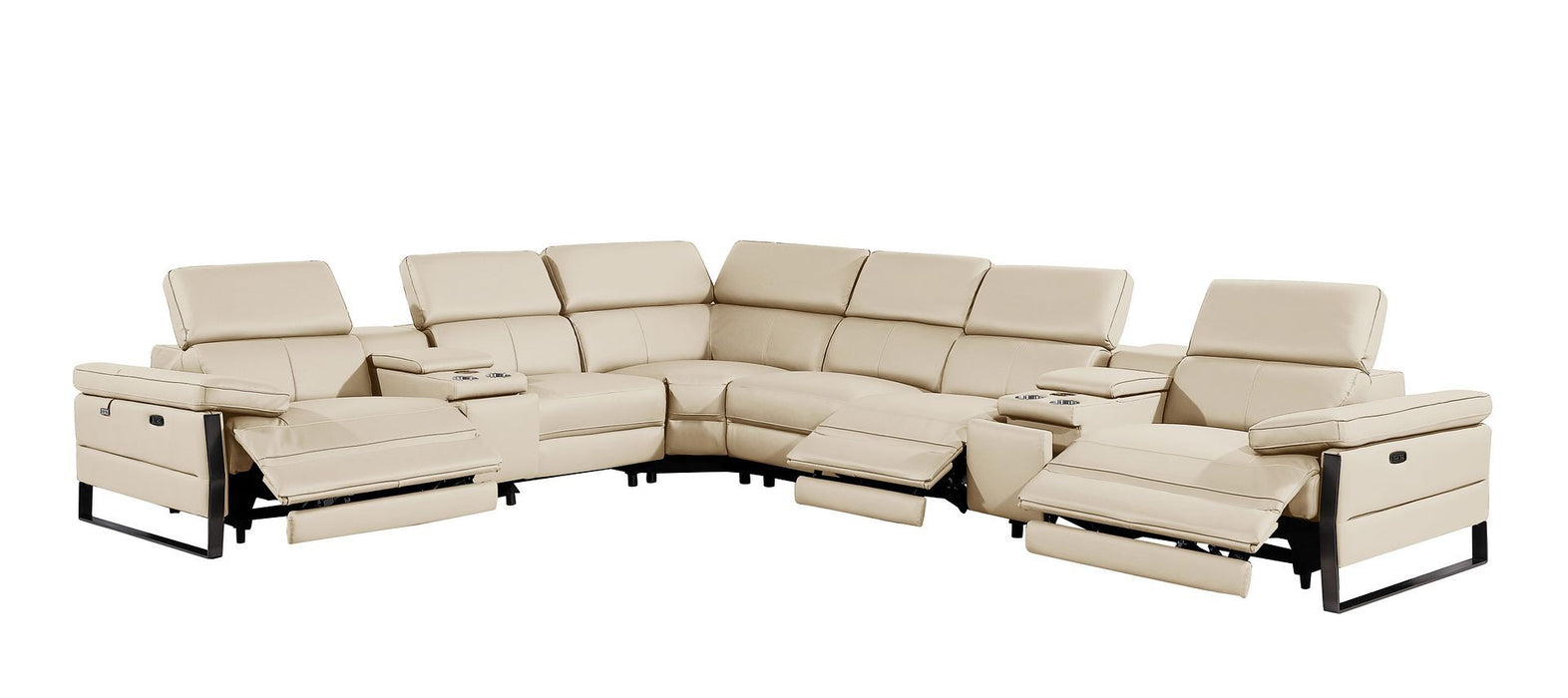 1246 - 8-Piece L-Shaped Modular Power Reclining Sectional With 3 Power Recliners And Power Headrests