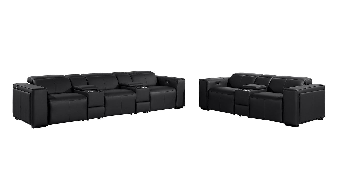 1224 - 8-Piece Modular Power Reclining Sofa & Loveseat Set In With 5 Power Recliners & Power Headrests