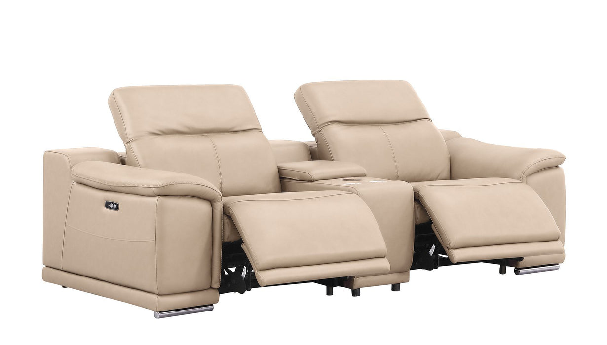 2679 - Genuine Leather Console Loveseat With Dual Power Recliners