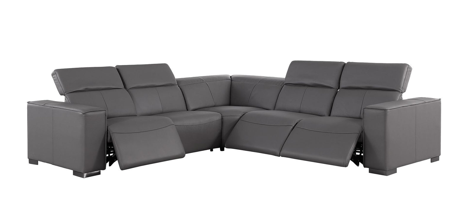 1208 - Leather Reclining Set (Sofa & Loveseat With Four Power Recliners)