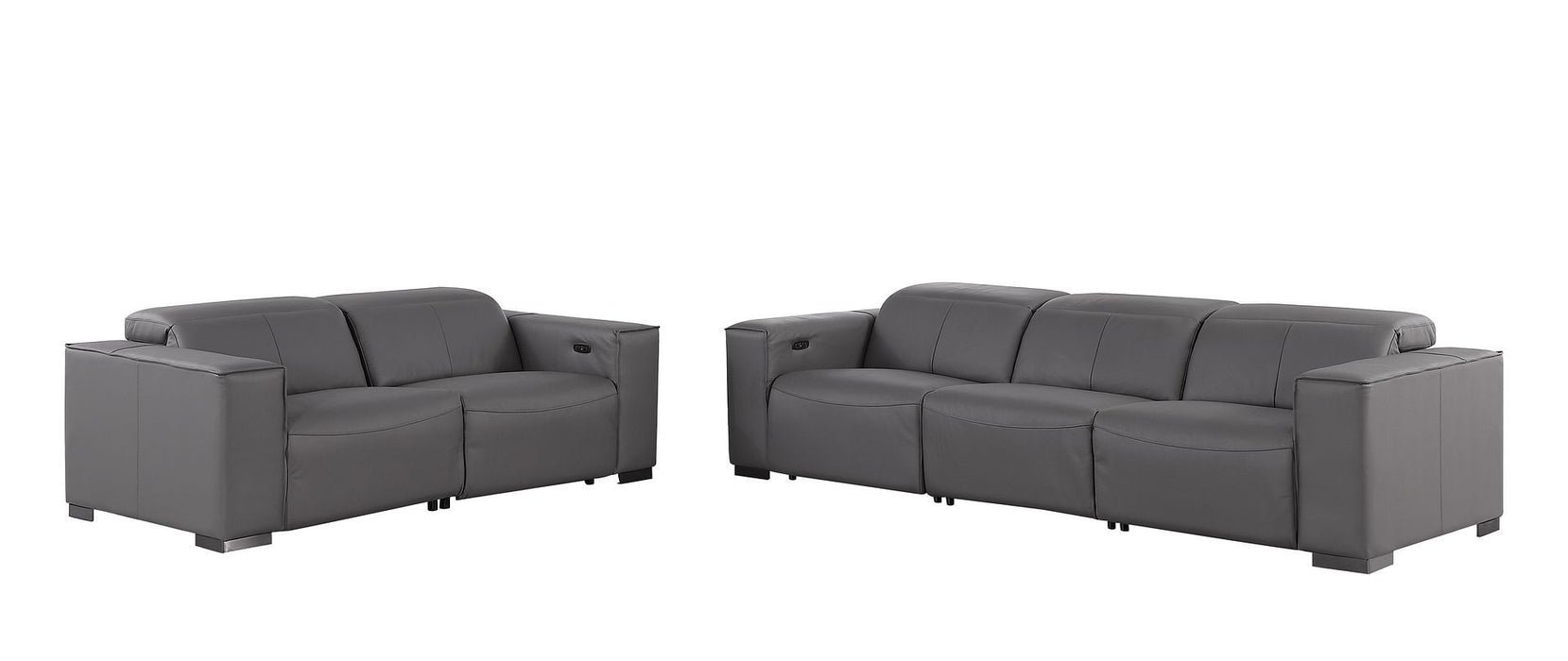 1208 - Leather Reclining Set (Sofa & Loveseat With 4 Power Recliners)