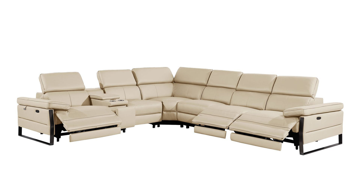 1246 - 7-Piece L-Shaped Modular Power Reclining Sectional With 3 Power Recliners And Power Headrests