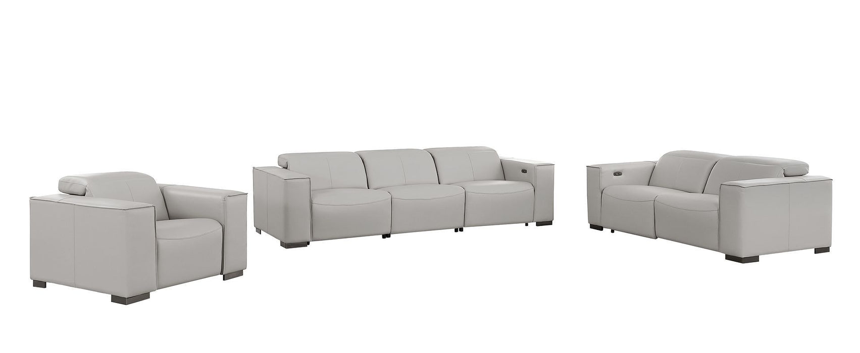 1208 - Leather Reclining Set (Sofa, Loveseat & Chair With 6 Power Recliners)