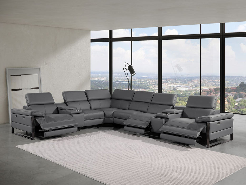 1246 - 8-Piece L-Shaped Modular Power Reclining Sectional With 3 Power Recliners And Power Headrests