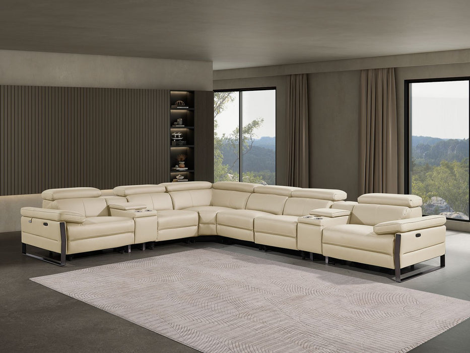 1246 - 8-Piece L-Shaped Modular Power Reclining Sectional With 3 Power Recliners And Power Headrests