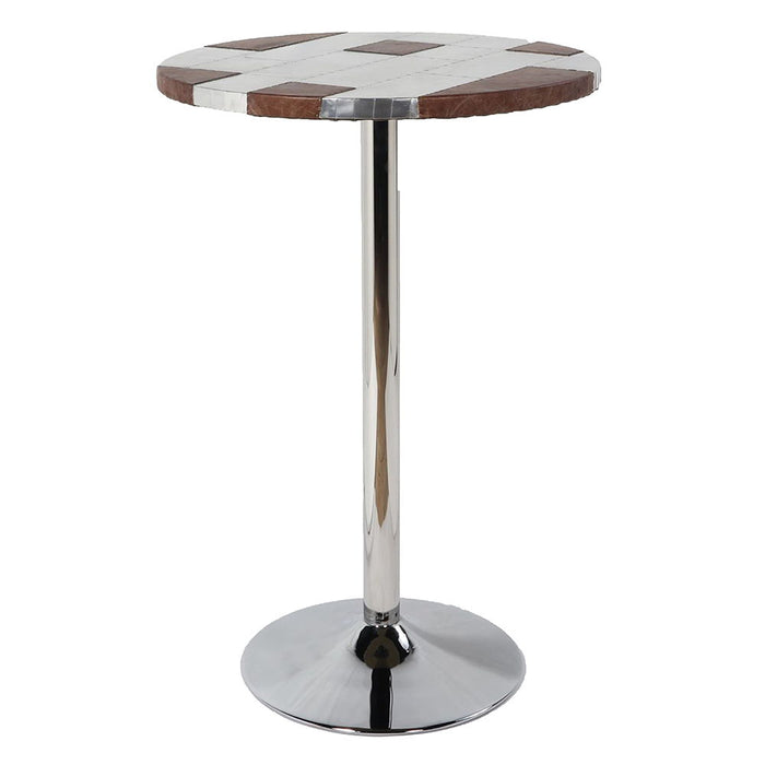Brancaster - Bar Table - Retro Brown Top Grain Leather & Aluminum