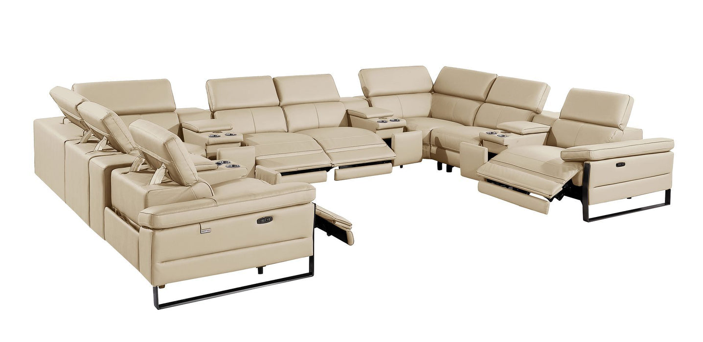 1246 - 12-Piece U-Shaped Modular Power Reclining Sectional With 4 Power Recliners And Power Headrests