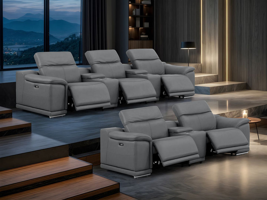 2679 - Power Reclining Sofa And Loveseat In Genuine Leather (5 Recliners With Power Headrests & 3 Consoles)