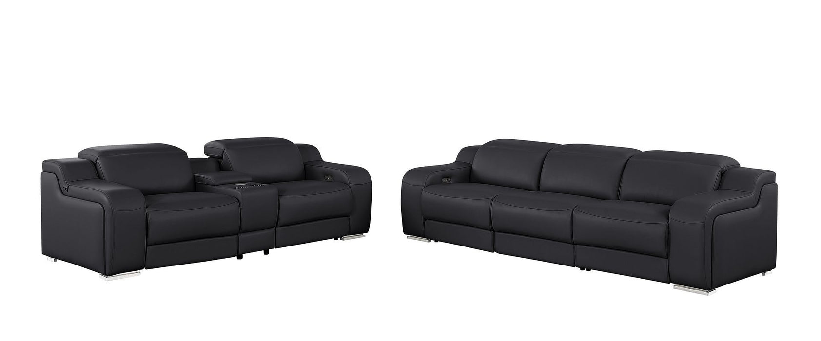1116 - 6-Piece Modular Power Reclining Sofa And Console Loveseat Set In With 5 Power Recliners & Power Headrests
