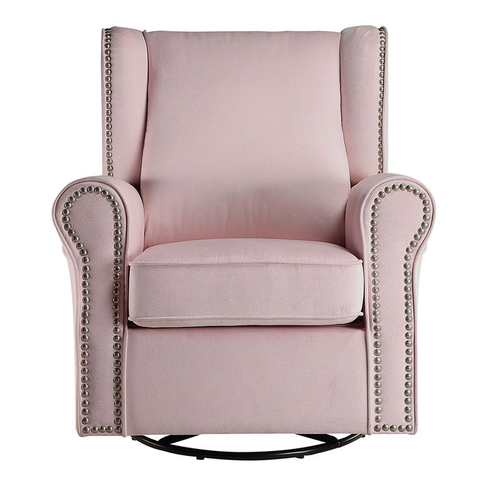 Tamaki - Swivel Chair With Glider - Pink Fabric