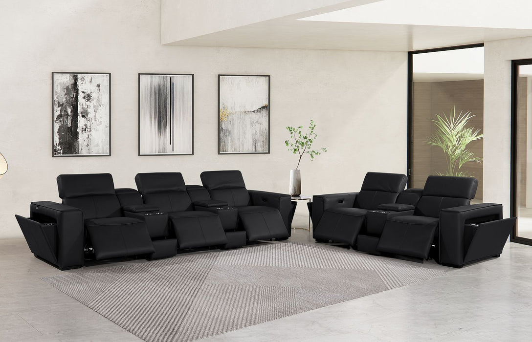 1224 - 8-Piece Modular Power Reclining Sofa & Loveseat Set In With 5 Power Recliners & Power Headrests