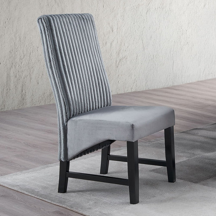 Kini - Side Chair (Set of 2) - Gray Corduroy & Black