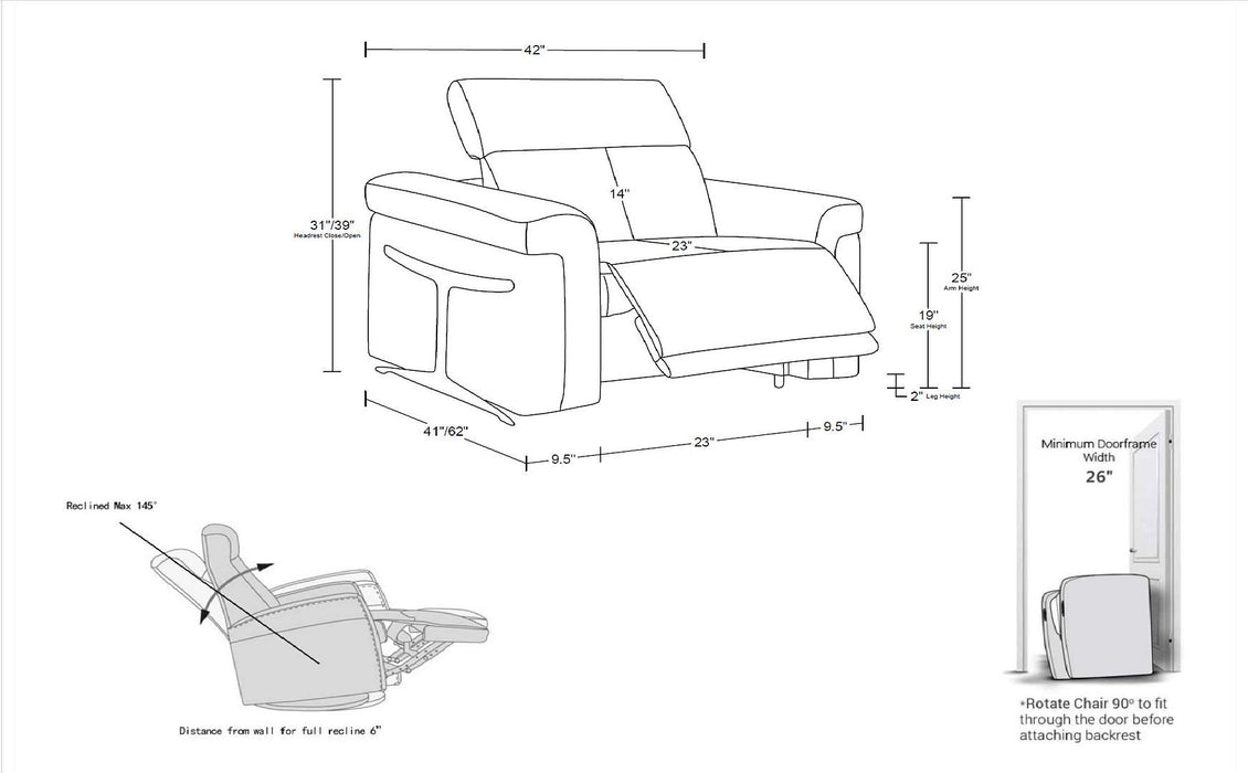 1126 - Power Reclining Chair With Power Headrests