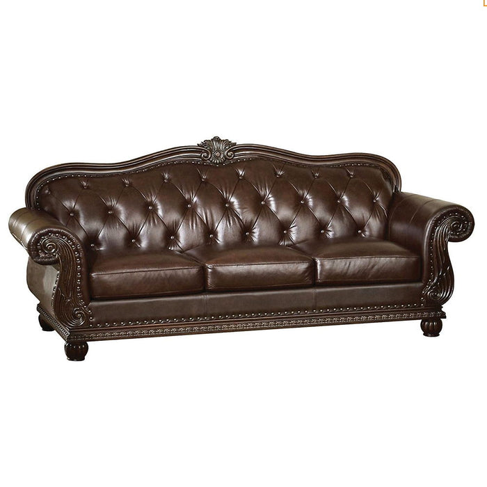 Anondale - Sofa - Espresso Top Grain Leather Match & Cherry
