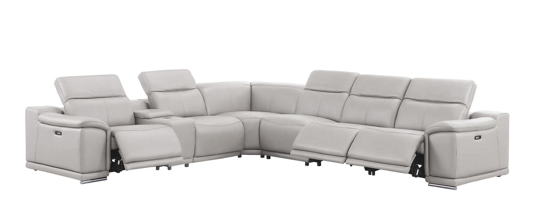 2679 - 7-Piece L-Shaped Power Reclining Sectional In Genuine Leather (3 Recliners)