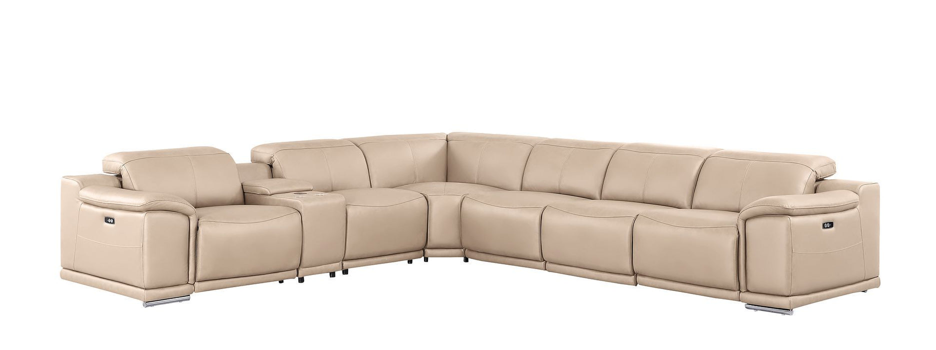 2679 - 7-Piece L-Shaped Power Reclining Sectional In Genuine Leather (4 Recliners)