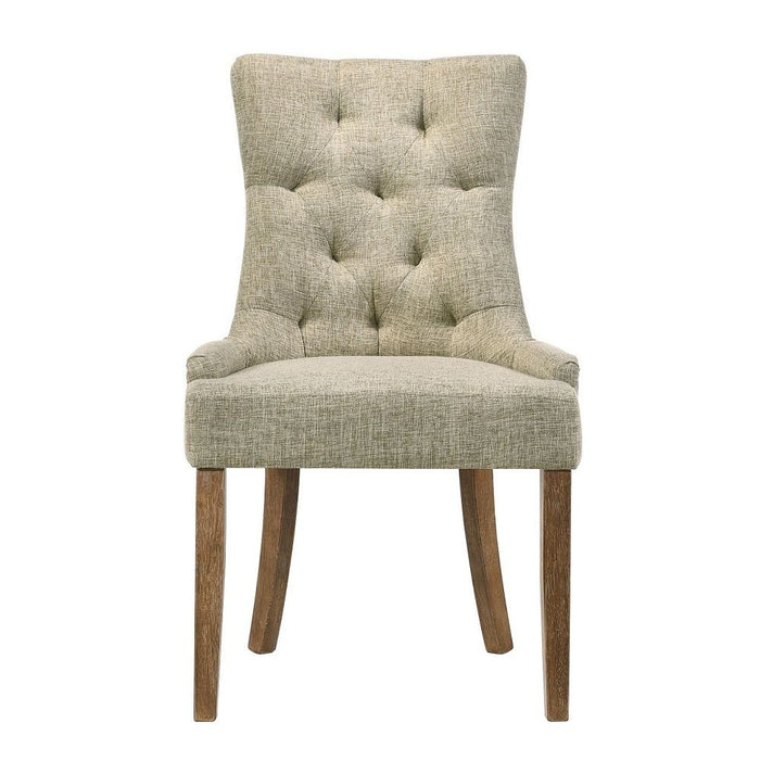 Yotam - Side Chair Set of 2) - Beige Fabric & Salvaged Oak
