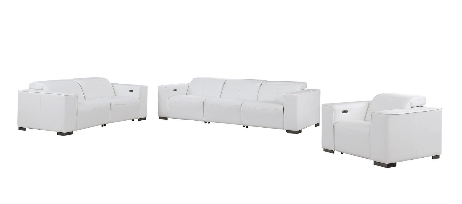 1208 - Leather Reclining Set (Sofa, Loveseat & Chair With 5 Power Recliners)
