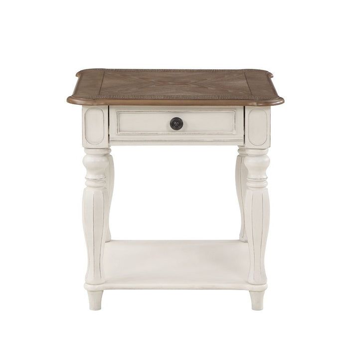 Florian - End Table - Oak & Antique White