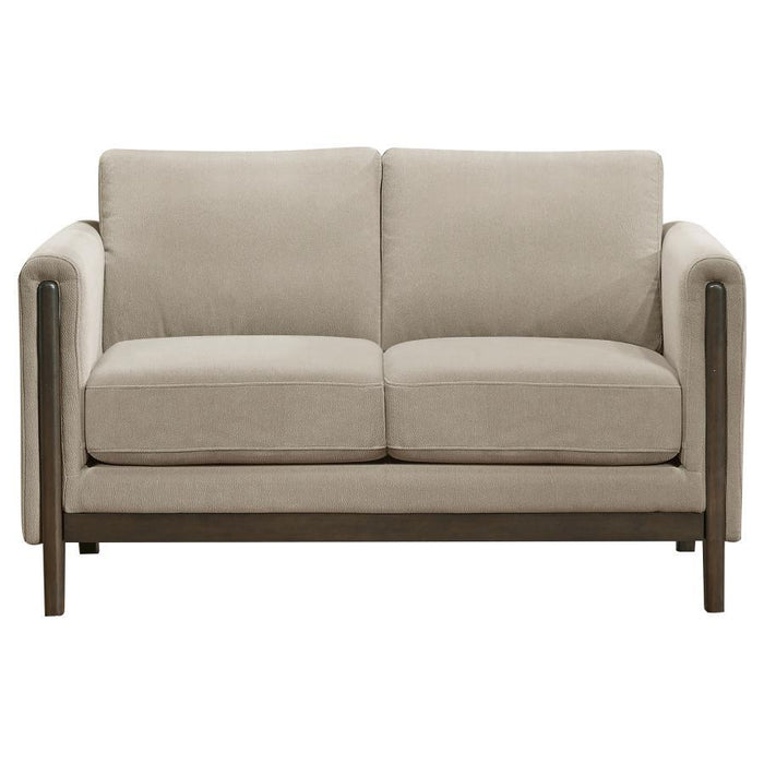 Islington - Fabric Upholstered Panel Arm Loveseat - Taupe