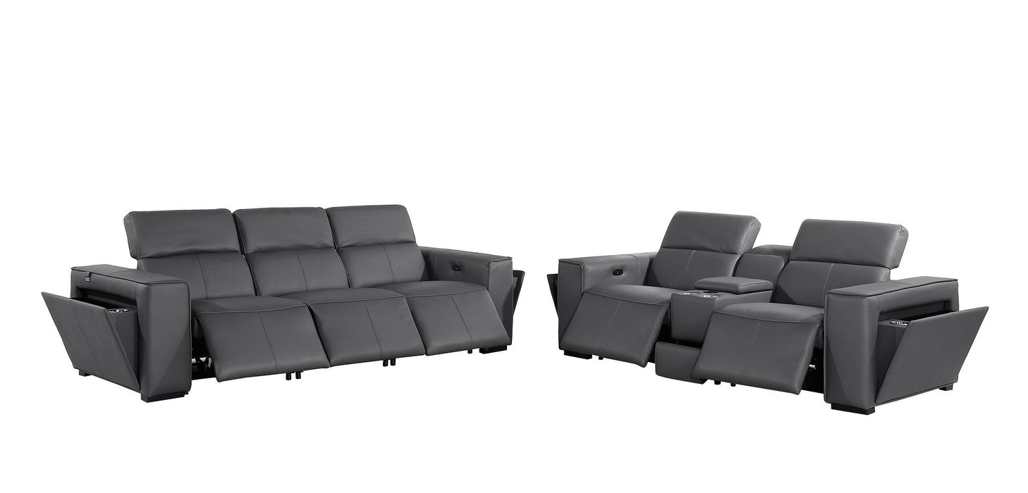 1224 - 6-Piece Modular Power Reclining Sofa And Console Loveseat Set In With 5 Power Recliners & Power Headrests