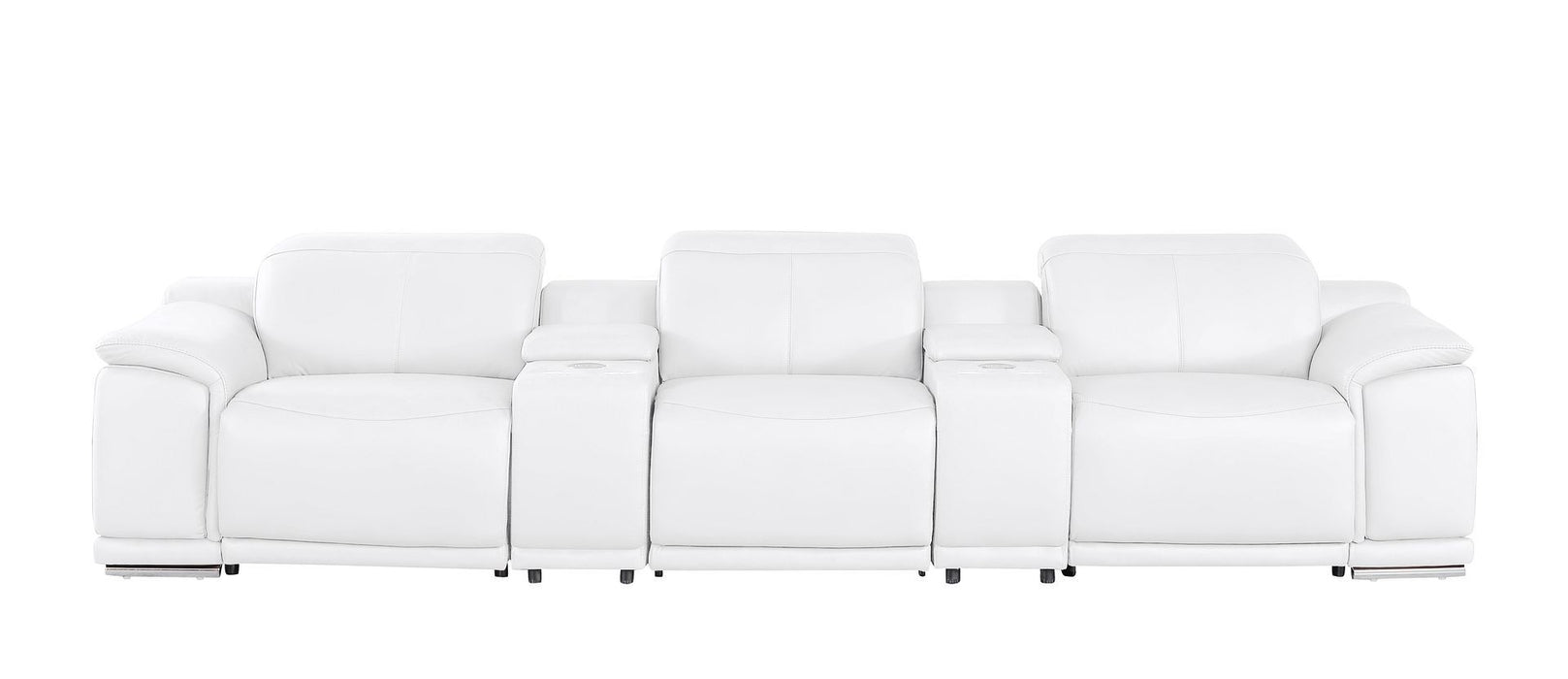 2679 - Genuine Leather Sofa With 3 Power Recliners & Dual Storage Consoles