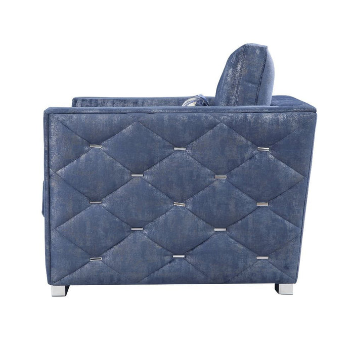 Emilia - Chair With Pillow - Two Tone Blue Fabric
