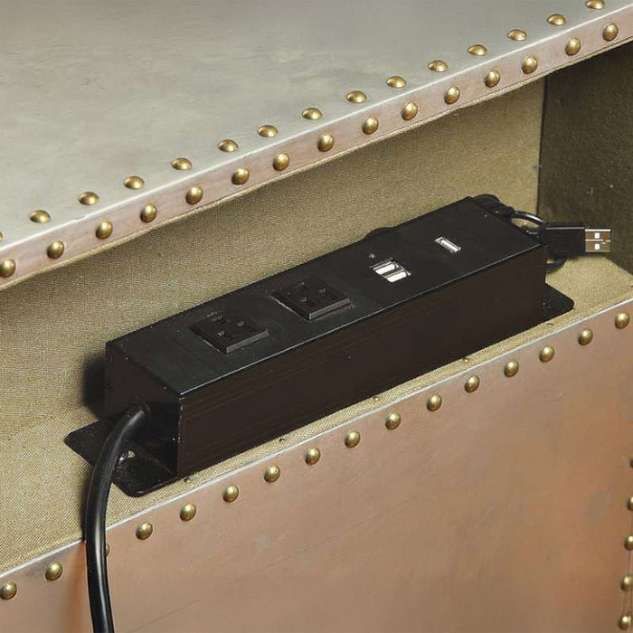 Brancaster - Nightstand With USB - Aluminum