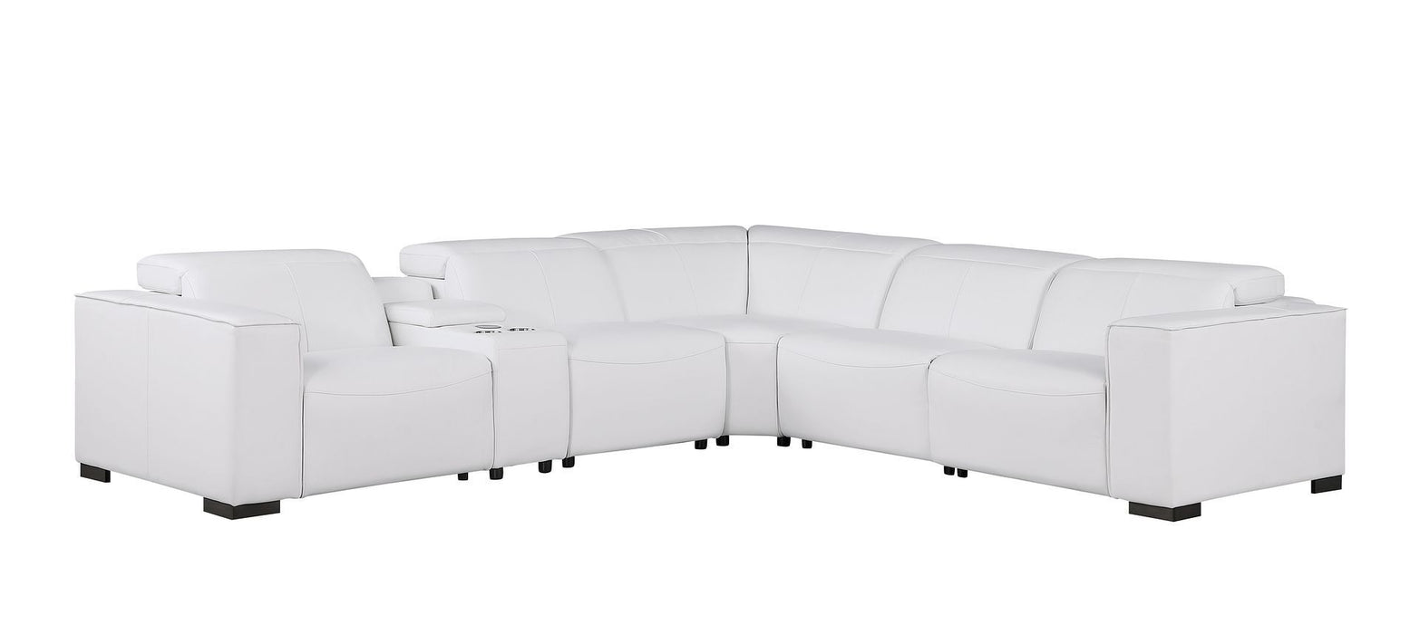 1208 - 6-Piece L-Shaped Leather Reclining Sectional With 3 Power Recliners