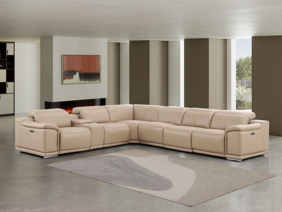 2679 - 7-Piece L-Shaped Power Reclining Sectional In Genuine Leather (3 Recliners)
