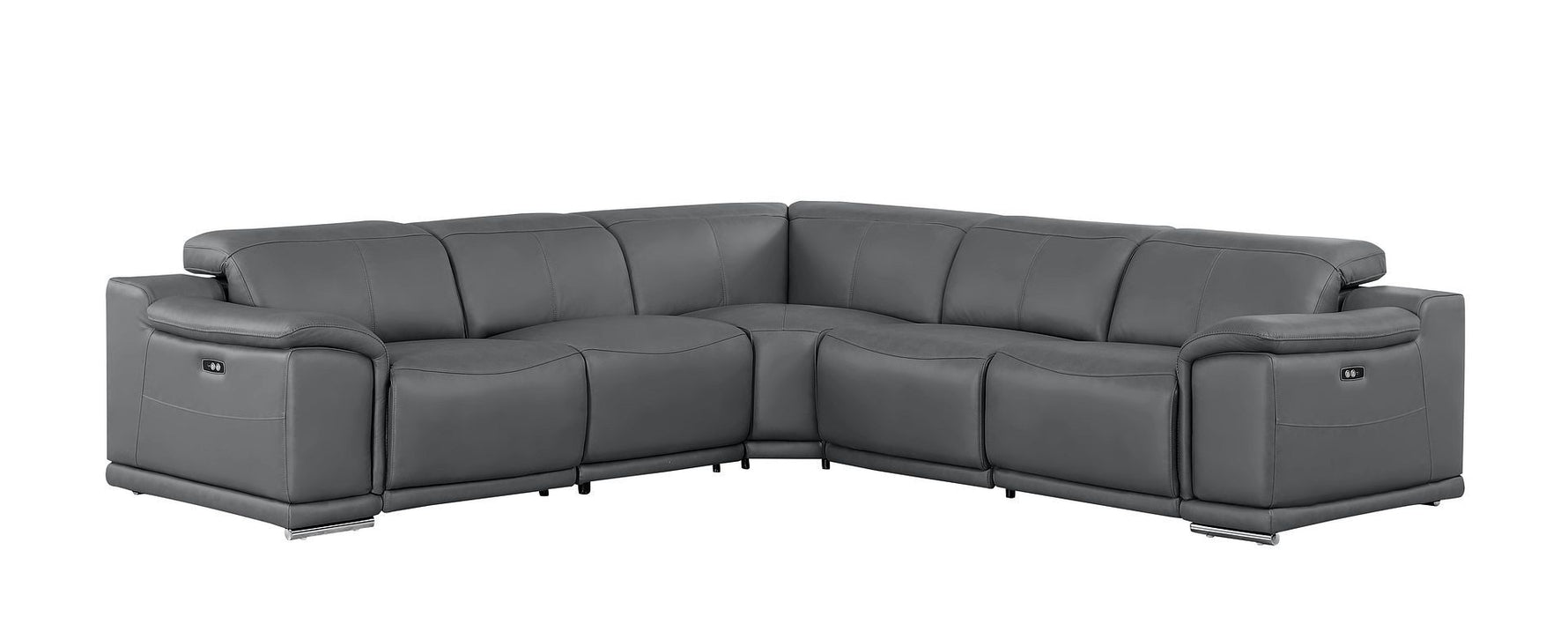 2679 - 5-Piece L-Shaped Power Reclining Sectional In Genuine Leather (3 Recliners)